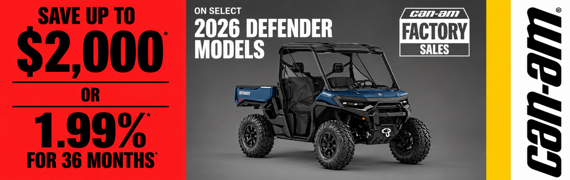 Can-Am Defender Factory Sales Banner